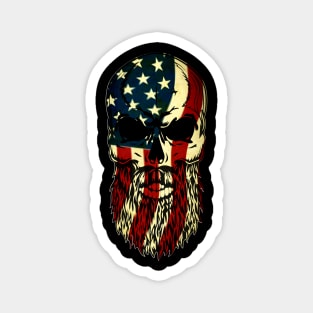 Flag American Beard Skull Magnet