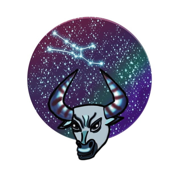 Zodiac Sign Taurus Bull and Constellation by galaxieartshop