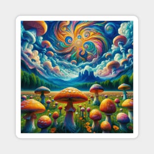 Mushroom Valley Mandala Sky Magnet