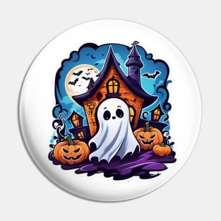 Cute Ghost Meets Spooky Shadows, Haunted House Chronicles Pin