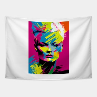 Abstract colorful pop art style woman portrait Tapestry