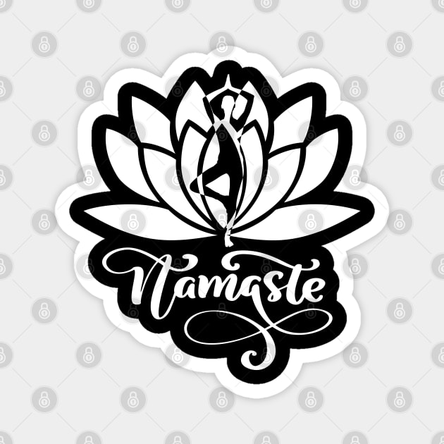 Namaste Flower Zen in Black and White Magnet by DesignIndex