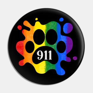 Dispatcher LGBTQIA 911 Rainbow Pride Paw Print Pin