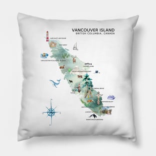 Illustrated Map of Vancouver Island Pillow