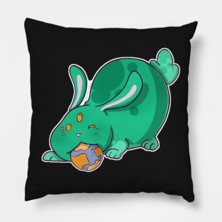 Space Alien Bunny Green Pillow