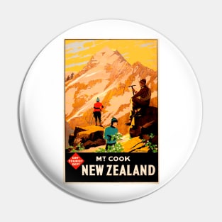 Mount Cook - New Zealand Vintage Travel Poster Design Pin