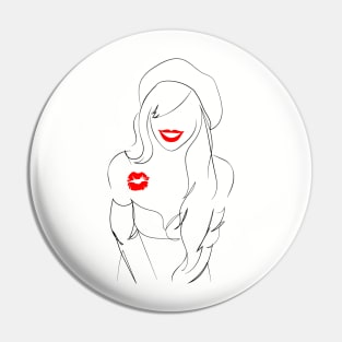 Women Red Lips Kisses Pin