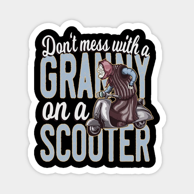 Funny Granny on a Scooter Magnet by Foxxy Merch