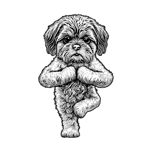 Lhasa Apso Yoga Dog Puppy Funny Dogs Tree Pose Asana T-Shirt