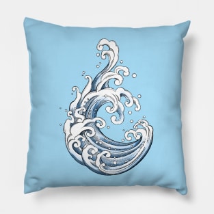 Blue Mana Symbol in a Japanese Traditional Style- for fans of Magic the Gathering Pillow