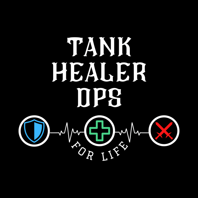 Tank Healer DPS for Life Heartbeat ECG Heart Line Design Roleplaying Game by Onyxicca