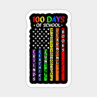 100 Days Of School American Flag Teacher Cool Student Magnet