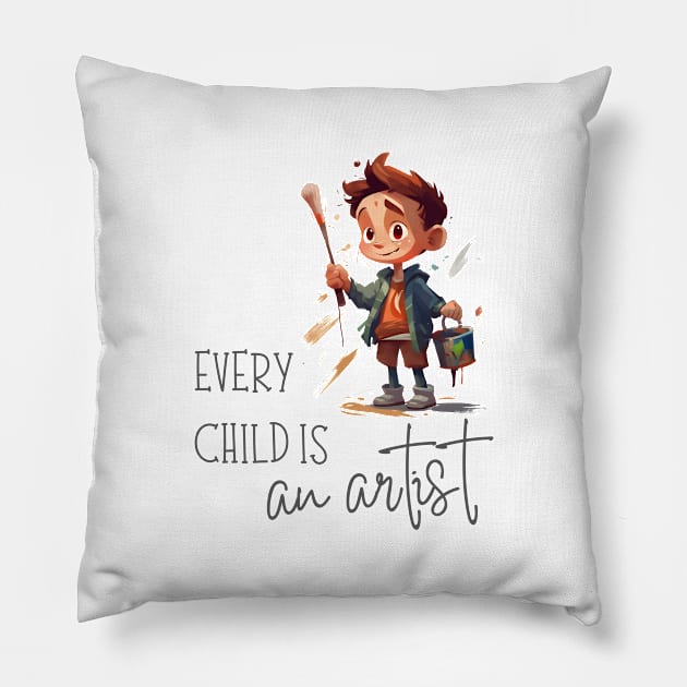 Every Child is an Artist - Painter Boy Pillow by Fenay-Designs