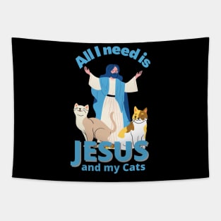 Jesus And My Cats Christian Humor Fun Tapestry