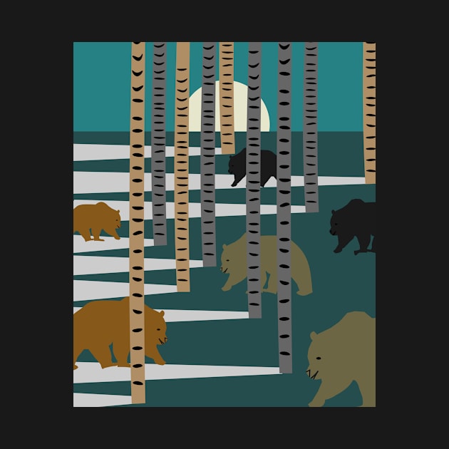 Bears walking in the forest by cocodes