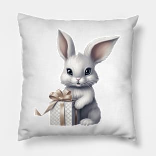 Silver Christmas Rabbit Pillow