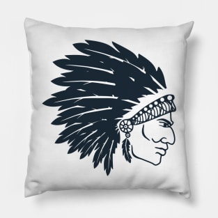 illustration of indian chief mascot stamp icon or logo Pillow