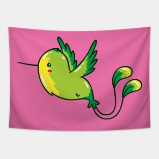 Green Hummingbird Flying #1, Kawaii Cute Tapestry