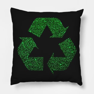 Deep Green Faux Glitter Recycle Symbol Pillow