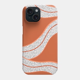 Orange Flowy Line Dots, Digital Drawing, Dotted Phone Case