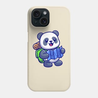 Cute Panda Backpacker Reading Map Cartoon Phone Case