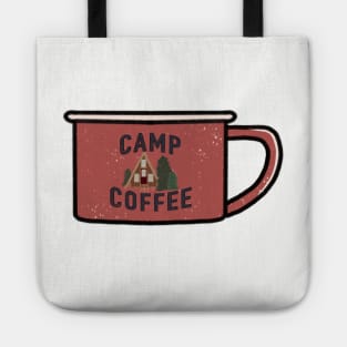 Camp Coffee Enamel Cup - log cabin Tote