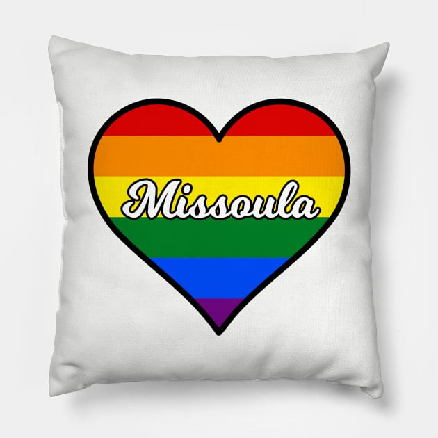 Missoula Montana Gay Pride Heart Pillow by fearcity