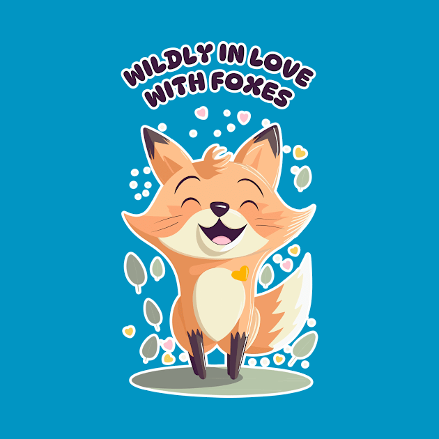 Wildly in Love with Foxes Fun and Cute Animal Print Design by Space Surfer 