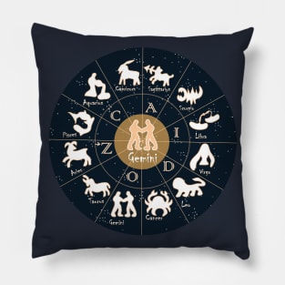 Gemini, Zodiac, Astrology, Horoscope, Stars, Sun-and-moon. Birthday, Valentines-day, Holidays, Pillow