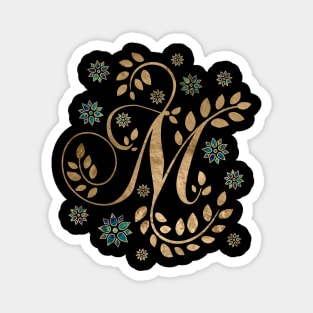 Luxury Golden Calligraphy Monogram with letter M Magnet