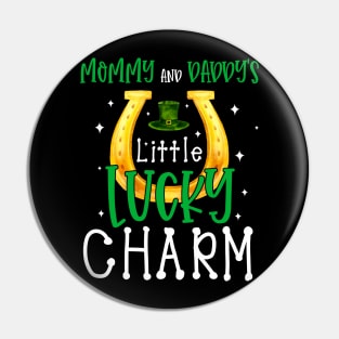 Moms & Daddy Lucky Charm Irish Clovers Kids Boy Girl St Patricks Day Pin