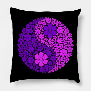 Purple Yin Yang Flowers Pillow