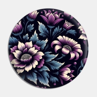 Violet Floral Illustration Pin