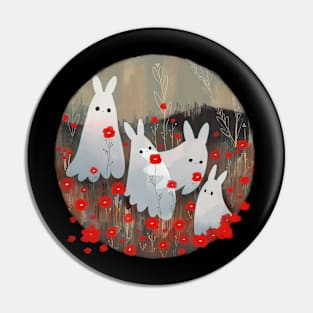 Ghost Bunnies stop to smell the flowers Pin