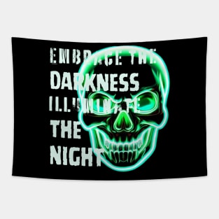 green neon skull quote Tapestry