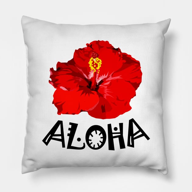 Aloha Hibiscus Flower Bloom - Hawaii Floral Style Pillow by Jahmar Anderson