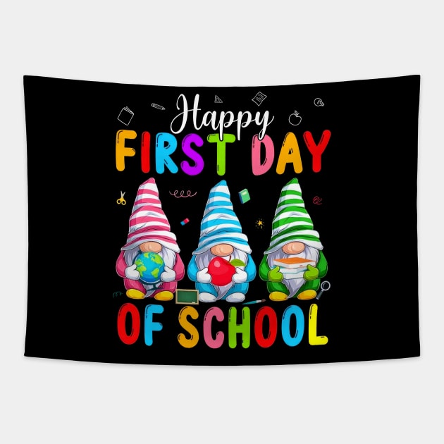 Cute Gnomes Happy First Day Of School Back To School Tapestry by cogemma.art