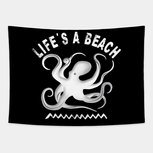 Life's a beach - Octopus and summer vacation Tapestry by TMBTM