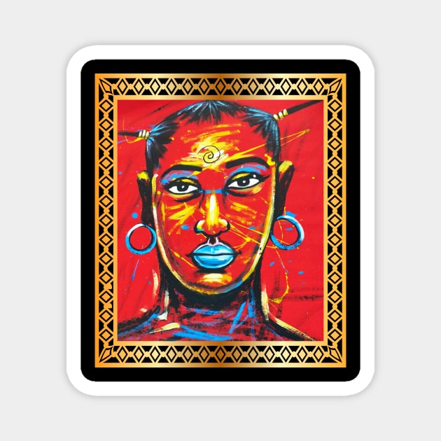 African Woman, Afro African Artwork, Black History Magnet by dukito