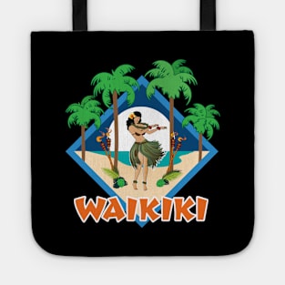 Waikiki Hula Girl with Moon ond Palms Tote