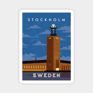 Stockholm, Sweden. Retro travel poster Magnet