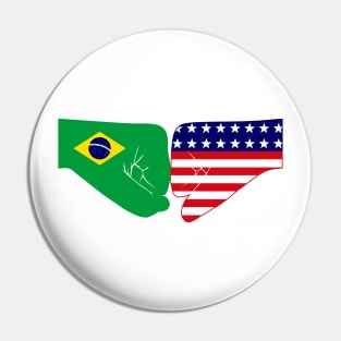 Brazil & USA Fist Bump Patriot Flag Series Pin