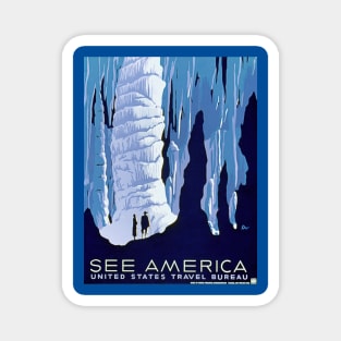 Restored Vintage WPA Poster: See America, US Travel Bureau Magnet