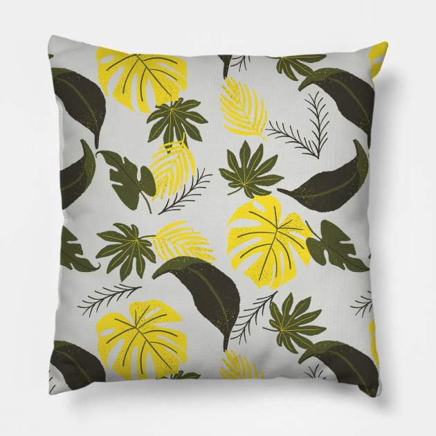 Tropical leaves pattern Pillow by RosanneCreates