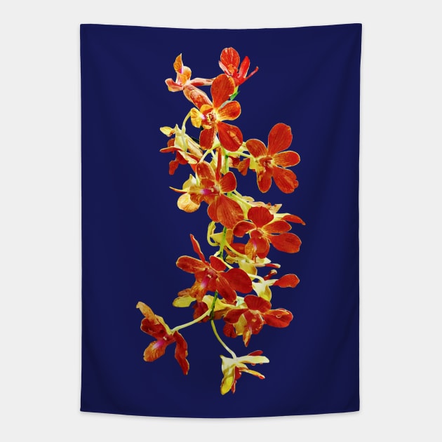 Orchids - Cascade of Orange Orchids Tapestry by SusanSavad