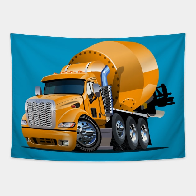 Cartoon Mixer Truck Tapestry by Mechanik