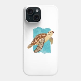 Watercolor turtle swimming away Phone Case