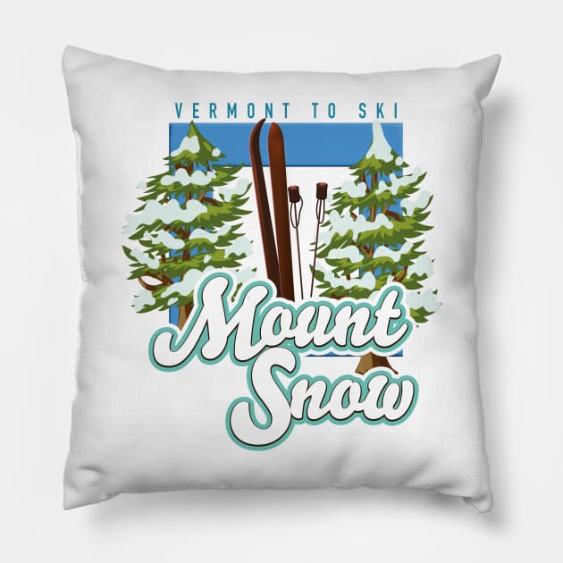 Mount Snow Vermont Ski logo Pillow by nickemporium1