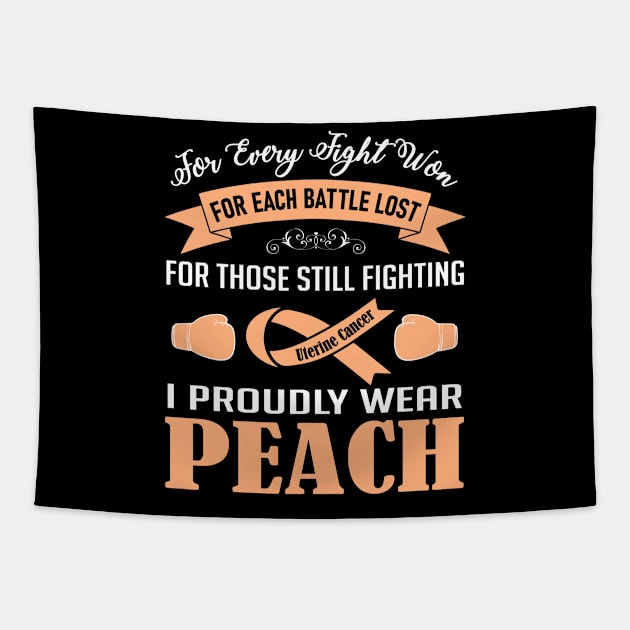 I Proudly Wear Peach | Uterine Cancer Tapestry by jverdi28