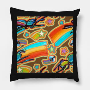 Psychedelic Jumping Spider Retro Pattern By Robert Phelps Pillow